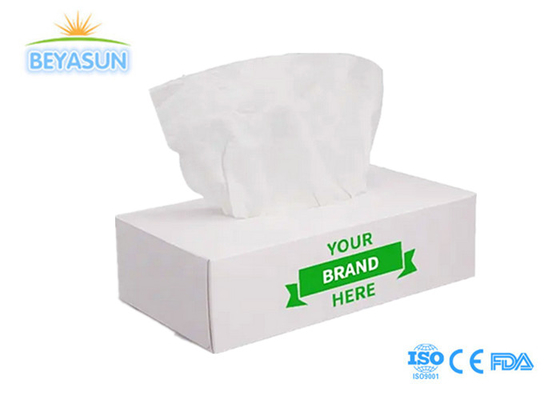 Caja Blanda Tejido Facial 2 Ply 11GSM 130 hojas Madera Virgen Pulpa Blanca Caja plana Papel de tejido