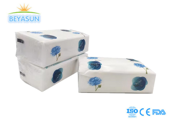 Papel de tejido facial espeso y liso sin relieve con bolsa de plástico impresa